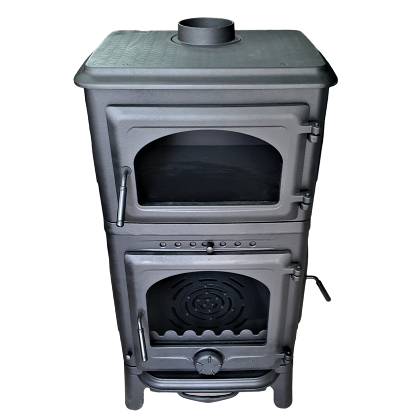 Döküm Üç Camlı Yan kapaklı Fırınlı Soba 058B Elite